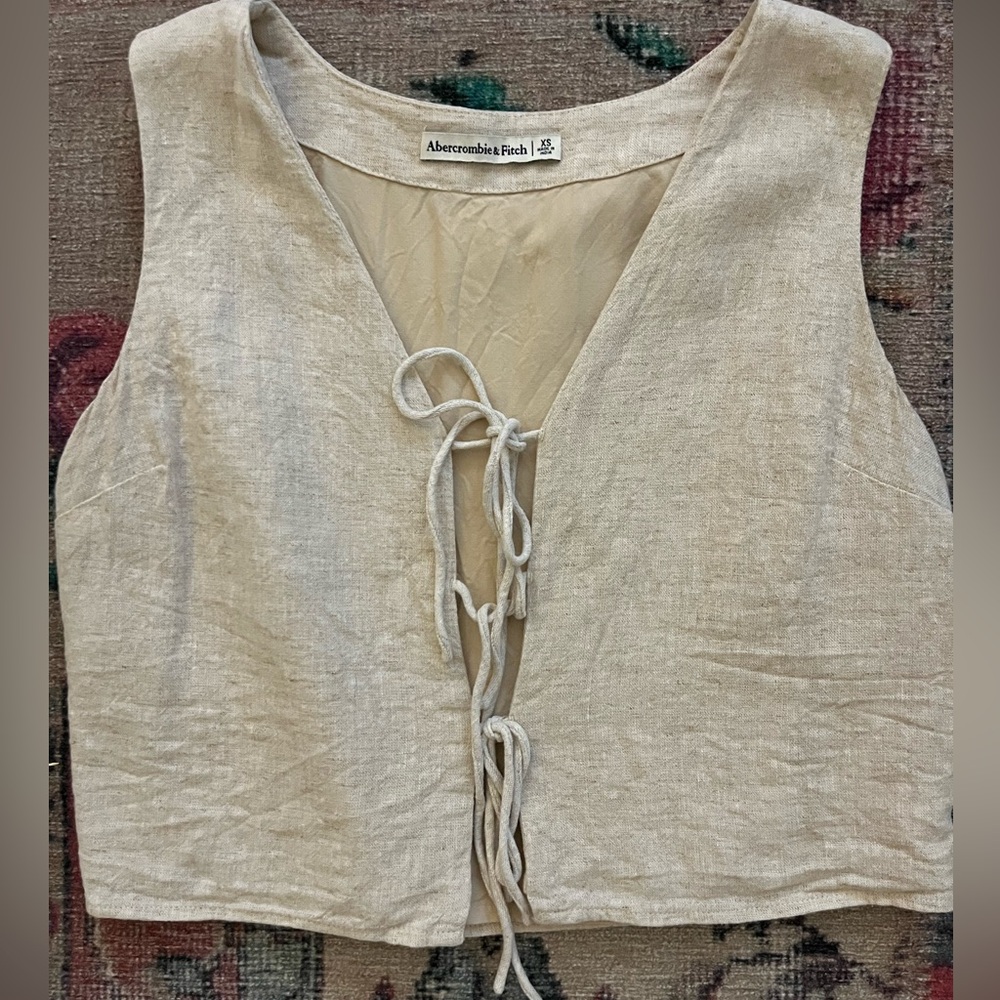 Abercrombie & Fitch Linen Tie-Front Tank Top